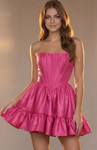 Jovani 51800 Ruffled Hem Straight Neck Strapless Mini Dress