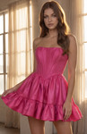 Jovani 51800 Ruffled Hem Straight Neck Strapless Mini Dress