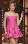 Jovani 51800 Ruffled Hem Straight Neck Strapless Mini Dress