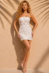 Jovani 52072 Floral Straight Neckline Strapless Mini Dress
