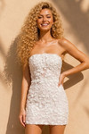 Jovani 52072 Floral Straight Neckline Strapless Mini Dress