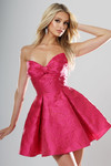 Jovani 52120 Jacquard Bow Front Strapless Homecoming Dress