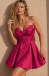 Jovani 52120 Jacquard Bow Front Strapless Homecoming Dress