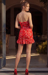 Jovani 52136 Floral Print Front Bow Strapless Mini Dress