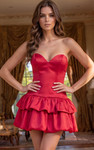 Jovani 52146 Taffeta Tiered Bubble Strapless Mini Dress