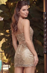 Jovani 52236 Sequin Bow Front Spaghetti Straps Mini Dress