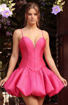 Jovani 52245 Taffeta Bubble Hem Spaghetti Straps Mini Dress