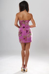 Jovani 52334 Brocade Floral Cowl Neck Strapless Mini Dress