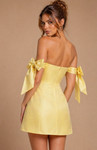 Jovani 52367 Satin Off-Shoulder Bow Sleeve Draped Mini Dress