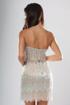 Jovani 52405 Sequin Beads Tiered Fringe Strapless Mini Dress