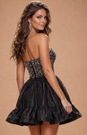 Jovani 52439 Taffeta Beaded Ruffle Strapless Mini Dress