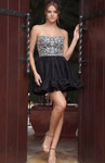 Jovani 52439 Taffeta Beaded Ruffle Strapless Mini Dress