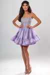 Jovani 52439 Taffeta Beaded Ruffle Strapless Mini Dress