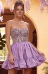 Jovani 52439 Taffeta Beaded Ruffle Strapless Mini Dress