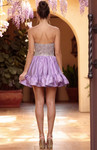 Jovani 52439 Taffeta Beaded Ruffle Strapless Mini Dress