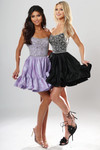 Jovani 52439 Taffeta Beaded Ruffle Strapless Mini Dress