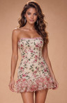 Jovani 52440 Chiffon Beaded Ruffled Hem Strapless Mini Dress
