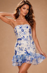 Jovani 52443 Chiffon Beaded Ruffled Strapless Mini Dress