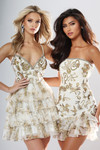 Jovani 52443 Chiffon Beaded Ruffled Strapless Mini Dress