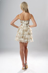 Jovani 52444 Chiffon Floral Print Ruffle Skirt Mini Dress
