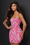 Jovani 52459 Sequin Straight Neck Strapless Mini Dress