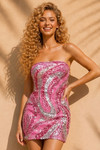 Jovani 52459 Sequin Straight Neck Strapless Mini Dress