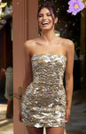 Jovani 52462 Scalloped Sequin Straight Strapless Mini Dress