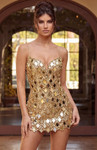 Jovani 52469 Mirror Embellishments Bead Strapless Mini Dress