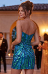 Jovani 52490 Sequin Pattern Deep V-Neck Strapless Mini Dress