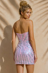Jovani 52490 Sequin Pattern Deep V-Neck Strapless Mini Dress