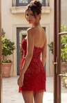 Jovani 52502 Sequins Beaded Fringe Hem Strapless Mini Dress