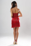 Jovani 52502 Sequins Beaded Fringe Hem Strapless Mini Dress