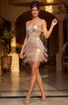 Jovani 52504 Sequin Beaded Fringe Sleeveless Mini Dress