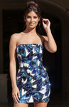 Jovani 52505 Sequins Straight Neckline Strapless Mini Dress