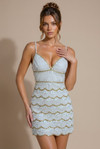 Jovani 53257 Tiered Lace Beaded Scalloped V-Neck Mini Dress