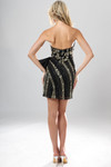 Jovani 53737 Sequin Pattern Strapless Side Bow Mini Dress