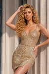 Jovani 52451 Sequin Beaded V-Neck Sleeveless Mini Dress