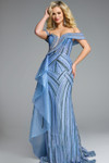 Jovani 44843 Tulle Beads Embroidery Off-Shoulder Straps Gown