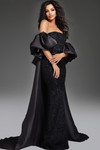 Jovani 42137 Draped Satin Beaded Embroidered Strapless Gown