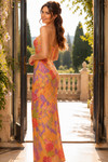 Jovani 49342 Satin Floral Straight Neckline Strapless Gown