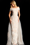 Jovani 46034 Lace Tulle Embellished Sheer Overskirt Gown