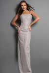 Jovani 53288 Crystal Beaded Mesh Strapless Sheath Gown