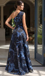 Jovani 46319 Jacquard Floral Metallic One Shoulder Gown