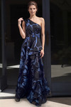 Jovani 46319 Jacquard Floral Metallic One Shoulder Gown