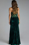 Jovani 43711 Velvet Lace Beaded Strapless High Slit Gown