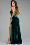 Jovani 43711 Velvet Lace Beaded Strapless High Slit Gown