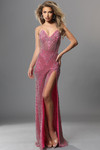 Jovani 45434 Stretch Jersey Beaded Sweetheart Strapless Gown