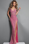 Jovani 45434 Stretch Jersey Beaded Sweetheart Strapless Gown