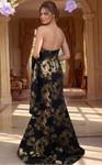 Jovani 52566 Metallic Jacquard Floral Pattern Strapless Gown