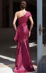 Jovani 52736 Sequin Asymmetric Ruffle One Shoulder Gown